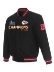 Kansas City Chiefs Super Bowl Lvii Champions Black Wool Full-zip Jacket