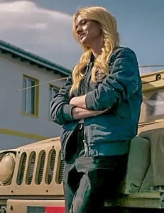 Katherine Mcnamara Air Force One Down 2024 Movie Allison Miles Bomber Jacket.
