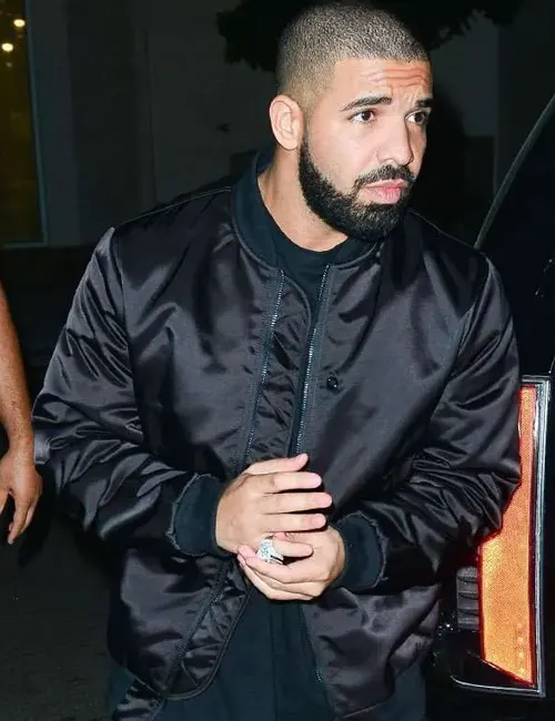 Men Celebrity Drake Scorpion Black Satin Bomber Jacket Men Celebrity Drake Scorpion Black Satin Bomber Jacket