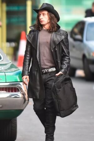 Mike Movie 5lbs Of Pressure 2024 Rory Culkin Black Leather Coat.