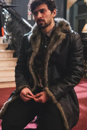 Ronny Film April X 2024 Tourialay Akbari Black Fur Trim Leather Coat