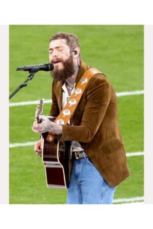 Super Bowl Lviii Post Malone Brown Suede Blazer
