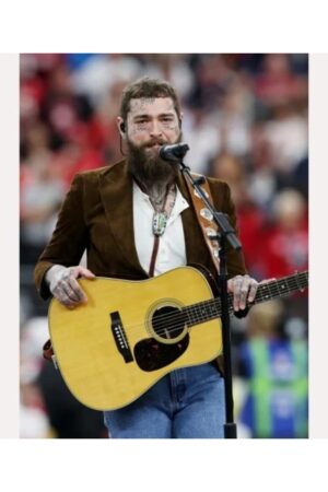 Super Bowl Lviii Post Malone Brown Suede Blazer.
