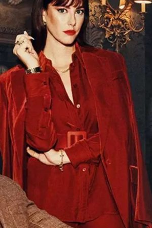 Susie Glass Tv Series The Gentlemen 2024 Kaya Scodelario Red Velvet Blazer.