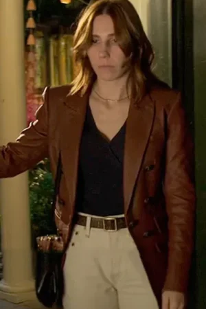 The Flight Attendant Annie Brown Leather Blazer