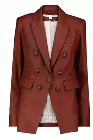 The Flight Attendant Annie Brown Leather Blazer.