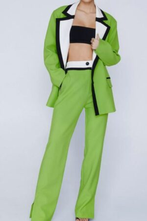 WWE Smackdown 2023 Megan Morant Green Color Block Suit.
