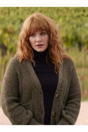 Elly Conway Film Argylle 2024 Bryce Dallas Howard Green Knit Cardigan