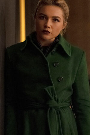 Florence-Pugh-Hawkeye-Yelena-Belova-Green-Trench-Coat