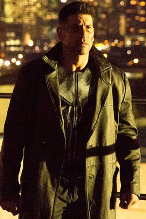 Frank Castle The Punisher Jon Bernthal Black Leather Trench Coat.