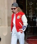 Gigi Hadid Red Wool Varsity Jacket