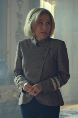 Gillian Anderson Scoop 2024 Emily Maitlis Grey Jacket Blazer.