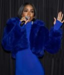 Kelly Rowland Mea Culpa Blue Fur Jacket.