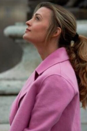 Lauren Elliott Film Crimes Of Fashion Killer Clutch 2024 Brooke D’orsay Pink Coat.