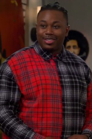 Marcel Spears The Neighborhood Season 5 Marty Red & Black Plaid Shirt.