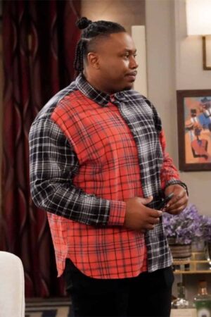 Marcel Spears The Neighborhood Season 5 Marty Red & Black Plaid Shirt