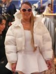 Mariah Carey White Cropped Down Jacket