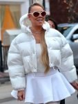 Mariah Carey White Cropped Down Puffer Jacket