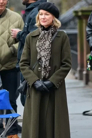 Naomi Watts The Friend Set Green Wool Trench Coat.