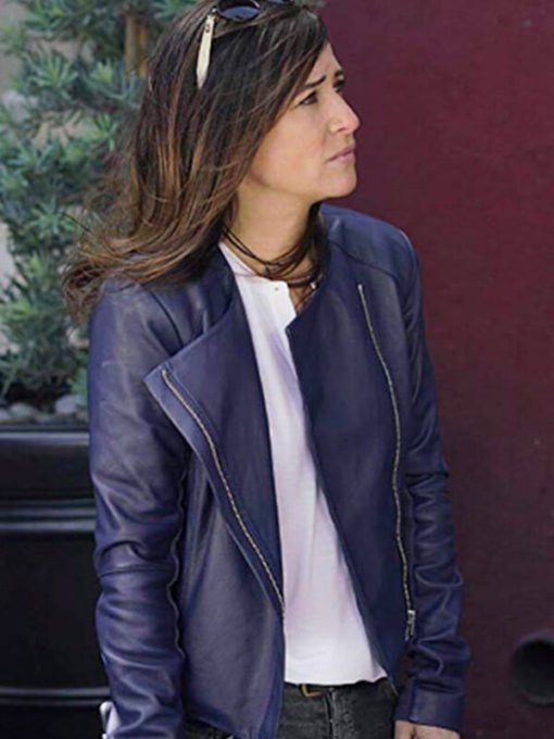 Pamela Adlon Better Things Season 04 Sam Fox Blue Leather Jacket Pamela Adlon Better Things Season 04 Sam Fox Blue Leather Jacket