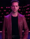 Rocco Tv Series Supersex 2024 Alessandro Borghi Brown Leather Jacket.