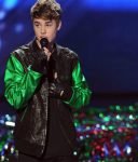 Singer Justin Bieber The X Factor Black & Green Leather Jacket.