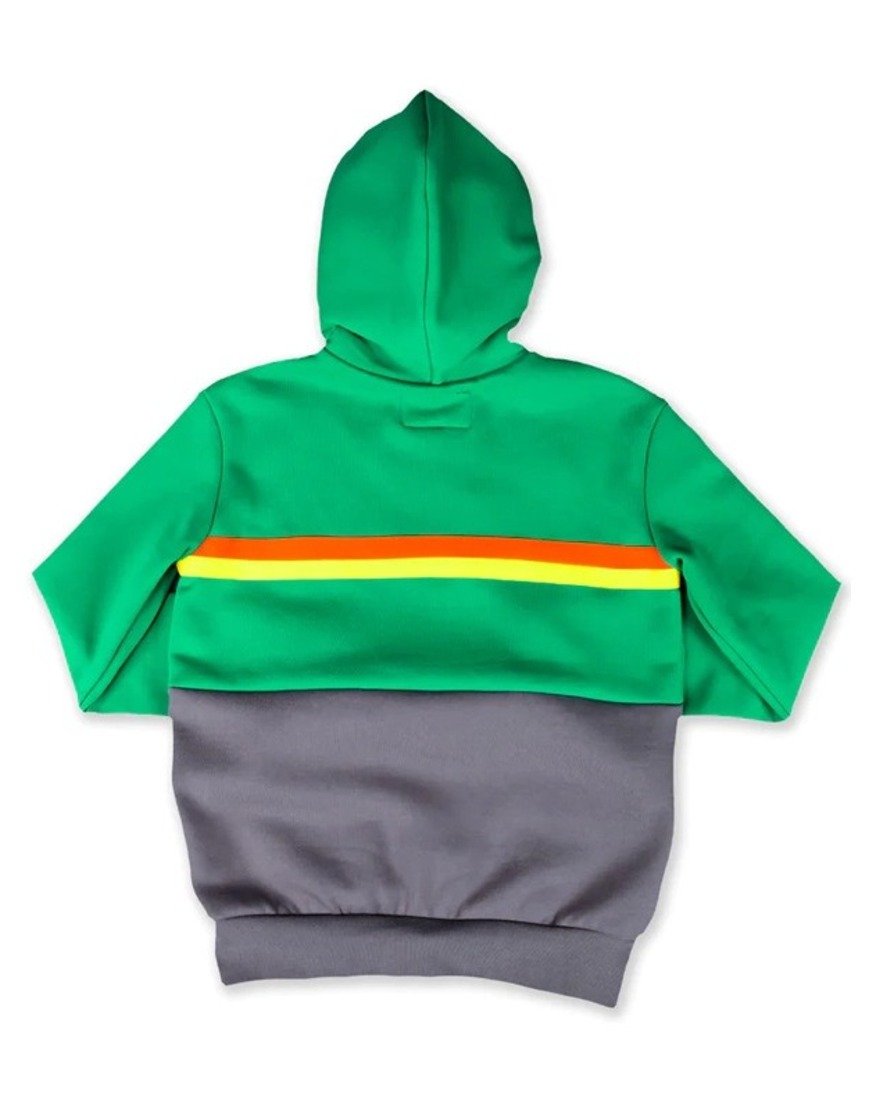 Super Mall Green And Grey Pullover Hoodie.