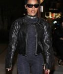 Teyana Taylor Black Leather Cropped Jacket