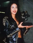 90s Singer Selena Quintanilla Moto Biker Vegan Leather Black Jacket.
