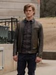 Angus MacGyver Lucas Till Distressed Silver Brown Leather Jacket
