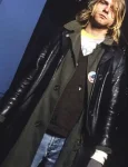 Buy American Singer Kurt Cobain Men Black Leather Coat.