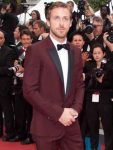Cannes International Film Festival Ryan Gosling Red Carpet Burgundy Tuxedo.