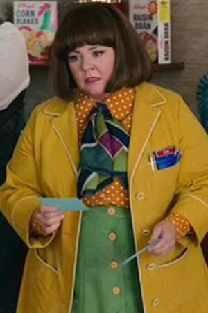 Donna Stankowski Film Unfrosted 2024 Melissa McCarthy Yellow Coat.
