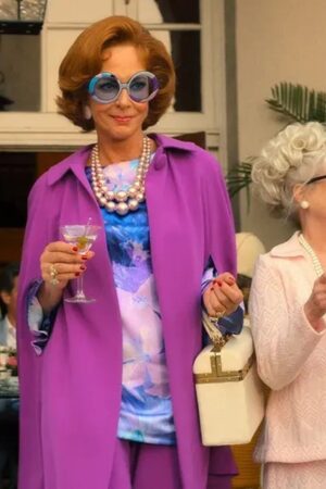 Evelyn Rollins Tv Series Palm Royale 2024 Allison Janney Purple Cape Coat