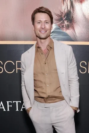 Gary Johnson Hit Man 2024 Movie Premiere Glen Powell White Blazer