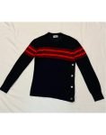 Grace Gordon Series The Girls On The Bus 2024 Carla Gugino Striped Button Accent Sweater.