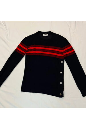 Grace Gordon Series The Girls On The Bus 2024 Carla Gugino Striped Button Accent Sweater.