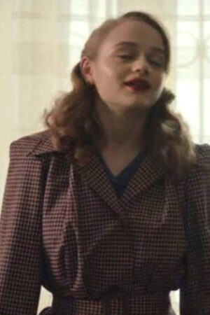 Halina Kurc Tv Series We Were The Lucky Ones 2024 Joey King Checked Coat.