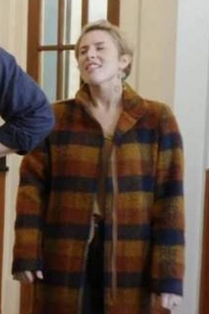 Home Town Tv Series Season 7 Erin Napier Orange Checkered Coat.