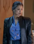 Kelly Hu BMF Detective Veronica Jin Black Leather Jacket