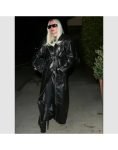 Lady Gaga Retrofete Fall 2024 Black Leather Trench Coat.