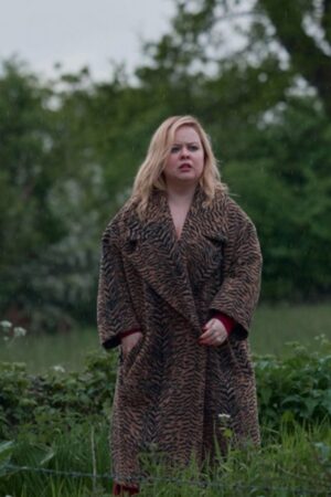 Maggie Tv Series Big Mood 2024 Nicola Coughlan Tiger Stripe Animal Print Coat.