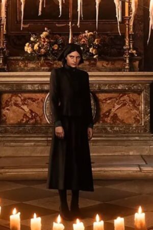 Margaret Film The First Omen 2024 Nell Tiger Free Black Long Coat