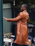 Ncuti Gatwa Tv Series Doctor Who 2024 15th Doctor Brown Leather Trench Coat.
