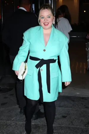 Nicola Coughlan Last Night New York Sea Green Coat