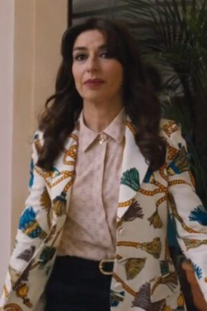 Sabrina Impacciatore Tv Series The White Lotus Season 2 Valentina Printed Blazer.
