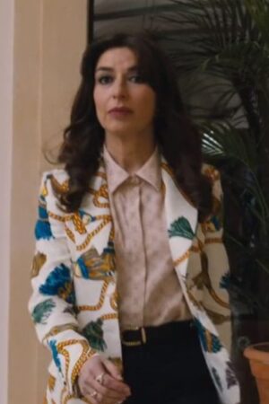 Sabrina Impacciatore Tv Series The White Lotus Season 2 Valentina Printed Blazer
