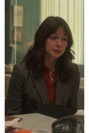 Sadie Mccarthy Series The Girls On The Bus 2024 Melissa Benoist Grey Herringbone Blazer