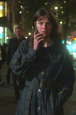Sadie Mccarthy Tv Series The Girls On The Bus 2024 Melissa Benoist Belted Plaid Coat