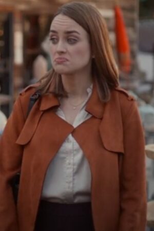 Sarah Murphree Movie Killer Fortune Teller 2024 Olivia Brown Belted Wrap Coat